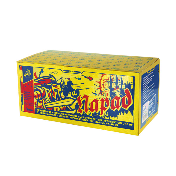 Batteriefeuerwerk|Verbundfeuerwerk Napad (IC25-54-1) von Funke mit 54-Schuss, 24 Sekunden Laufzeit und 953 Gramm NEM der Kategorie F2 online kaufen und bestellen im Feuerwerk-Shop Funkelfun. Günstiger Feuerwerkshop für Silvester. Hier Angebot sichern!