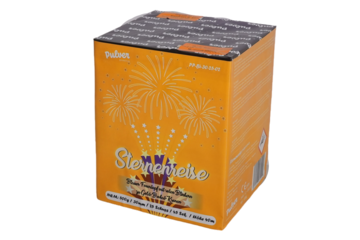 Batteriefeuerwerk Sternenreise (PP-BI-30-25-02) von Pulver mit 25-Schuss, 45 Sekunden Laufzeit und 500 Gramm NEM der Kategorie F2 online kaufen und bestellen im Feuerwerk-Shop Funkelfun. Günstiger Feuerwerkshop für Silvester. Hier Angebot sichern!