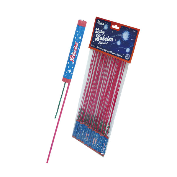 Raketen Baby-Raketen Titansalut (0440-A) von Funke mit 50-Schuss, 5 Sekunden Laufzeit und 25 Gramm NEM der Kategorie F2 online kaufen und bestellen im Feuerwerk-Shop Funkelfun. Günstiger Feuerwerkshop für Silvester. Hier Angebot sichern!