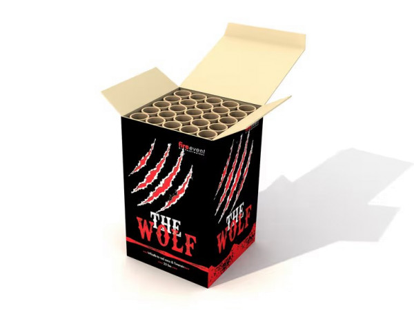 Batteriefeuerwerk The Wolf (CB60-004-17) von FireEvent mit 25-Schuss, 25 Sekunden Laufzeit und 473 Gramm NEM der Kategorie F2 online kaufen und bestellen im Feuerwerk-Shop Funkelfun. Günstiger Feuerwerkshop für Silvester. Hier Angebot sichern!