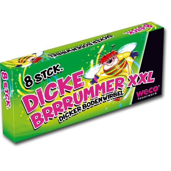 Jugendfeuerwerk Dicker Brummer XXL (4917) von Weco mit 8-Schuss, 5 Sekunden Laufzeit und 39 Gramm NEM der Kategorie F1 online kaufen und bestellen im Feuerwerk-Shop Funkelfun. Günstiger Feuerwerkshop für Silvester. Hier Angebot sichern!