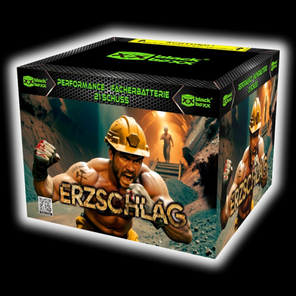 Batteriefeuerwerk Erzschlag (20509) von Blackboxx mit 21-Schuss, 20 Sekunden Laufzeit und 493 Gramm NEM der Kategorie F2 online kaufen und bestellen im Feuerwerk-Shop Funkelfun. Günstiger Feuerwerkshop für Silvester. Hier Angebot sichern!