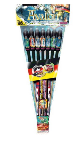 Familiensortiment Avalon (20601S) von Weco mit 46-Schuss, Sekunden Laufzeit und 221 Gramm NEM der Kategorie F2 online kaufen und bestellen im Feuerwerk-Shop Funkelfun. Günstiger Feuerwerkshop für Silvester. Hier Angebot sichern!