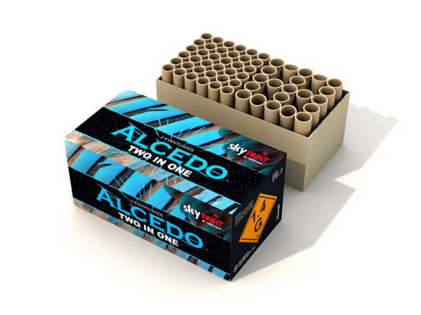 Verbundfeuerwerk Alcedo-Eventbox (CB70-010-15) von FireEvent mit 57-Schuss, 60 Sekunden Laufzeit und 892 Gramm NEM der Kategorie F2 online kaufen und bestellen im Feuerwerk-Shop Funkelfun. Günstiger Feuerwerkshop für Silvester. Hier Angebot sichern!