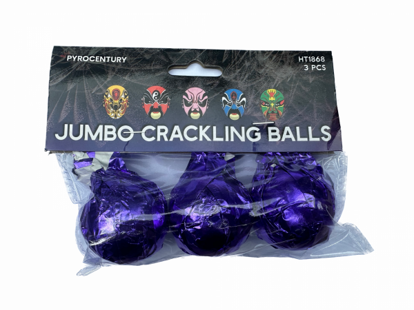 Böller Jumbo Crackling Balls (HT1868) von Pyrocentury mit 3-Schuss, 3 Sekunden Laufzeit und 45 Gramm NEM der Kategorie F2 online kaufen und bestellen im Feuerwerk-Shop Funkelfun. Günstiger Feuerwerkshop für Silvester. Hier Angebot sichern!