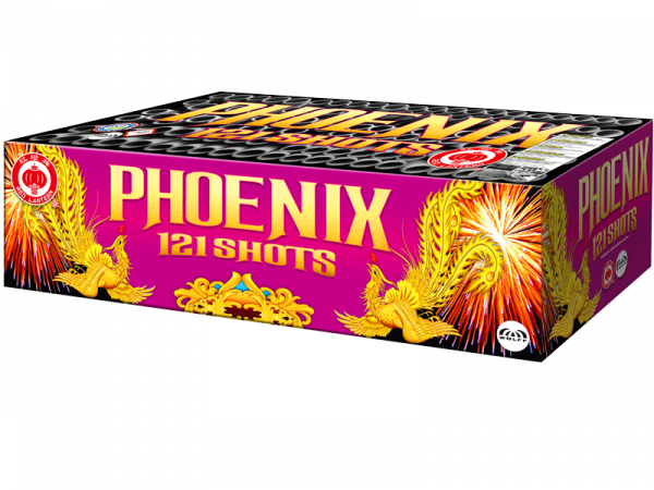 Verbundfeuerwerk Phoenix (3812) von Wolff mit 121-Schuss, 75 Sekunden Laufzeit und 1691 Gramm NEM der Kategorie F2 online kaufen und bestellen im Feuerwerk-Shop Funkelfun. Günstiger Feuerwerkshop für Silvester. Hier Angebot sichern!