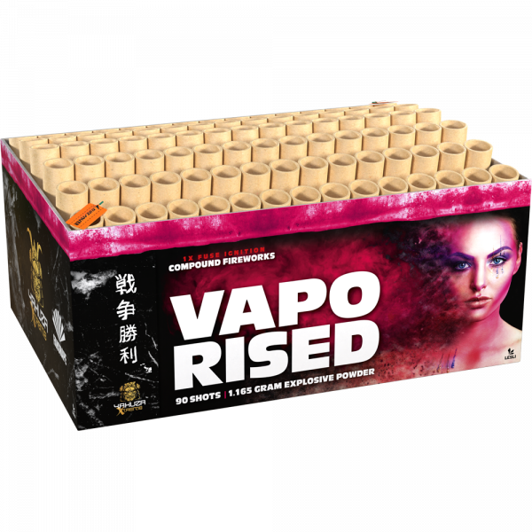 Verbundfeuerwerk Vaporised (4846) von Lesli mit 90-Schuss, 50 Sekunden Laufzeit und 1164,6 Gramm NEM der Kategorie F2 online kaufen und bestellen im Feuerwerk-Shop Funkelfun. Günstiger Feuerwerkshop für Silvester. Hier Angebot sichern!