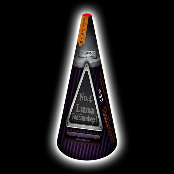 Vulkan Luna-Fontänenkegel No.4 (23019) von Blackboxx mit 1-Schuss, 30 Sekunden Laufzeit und 61 Gramm NEM der Kategorie F2 online kaufen und bestellen im Feuerwerk-Shop Funkelfun. Günstiger Feuerwerkshop für Silvester. Hier Angebot sichern!