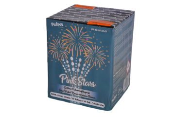 Batteriefeuerwerk Pink Stars (PP-BI-30-25-01) von Pulver mit 25-Schuss, 45 Sekunden Laufzeit und 475 Gramm NEM der Kategorie F2 online kaufen und bestellen im Feuerwerk-Shop Funkelfun. Günstiger Feuerwerkshop für Silvester. Hier Angebot sichern!