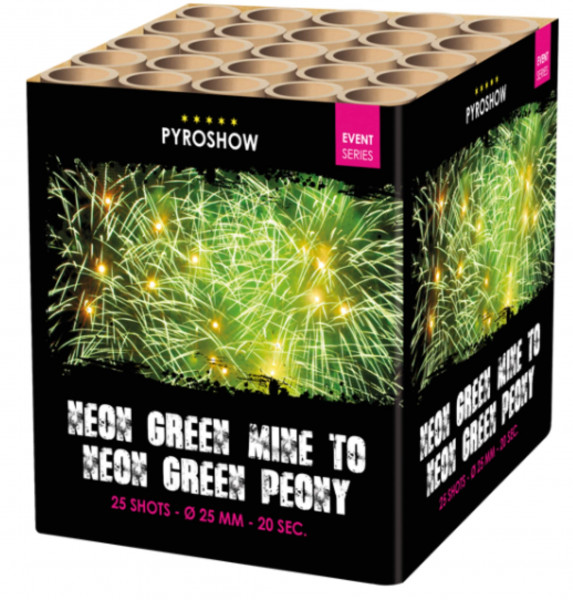 Feuerwerk Neon Green Peony w Green Tail and Mine von Broekhoff online kaufen im Feuerwerkshop Funkelfun