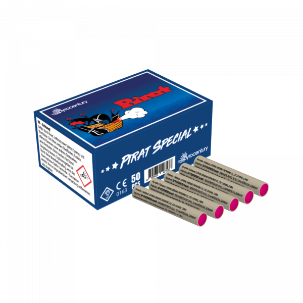 Böller Pirat Spezial (50 Stck.) (APF2046) von Pyrocentury mit 50-Schuss, 1 Sekunden Laufzeit und 40 Gramm NEM der Kategorie F2 online kaufen und bestellen im Feuerwerk-Shop Funkelfun. Günstiger Feuerwerkshop für Silvester. Hier Angebot sichern!