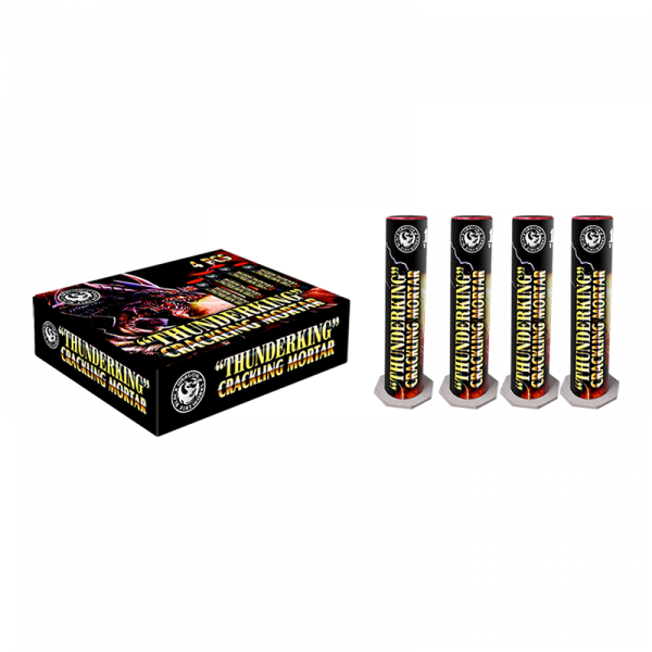 Feuertopf Thunderking Crackling Mortar (VC543) von Broekhoff mit 4-Schuss, 2 Sekunden Laufzeit und 17 Gramm NEM der Kategorie F2 online kaufen und bestellen im Feuerwerk-Shop Funkelfun. Günstiger Feuerwerkshop für Silvester. Hier Angebot sichern!