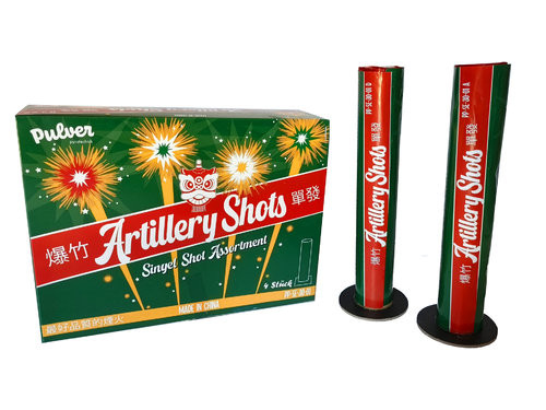 Bombenrohr Artillery Shots (30mm) (PP-SE-30-01) von Pulver mit 4-Schuss, 5 Sekunden Laufzeit und 100 Gramm NEM der Kategorie F2 online kaufen und bestellen im Feuerwerk-Shop Funkelfun. Günstiger Feuerwerkshop für Silvester. Hier Angebot sichern!