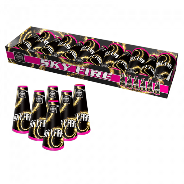 Jugendfeuerwerk Sky Fire (0144) von Broekhoff mit 12-Schuss, 10 Sekunden Laufzeit und 60 Gramm NEM der Kategorie F1 online kaufen und bestellen im Feuerwerk-Shop Funkelfun. Günstiger Feuerwerkshop für Silvester. Hier Angebot sichern!