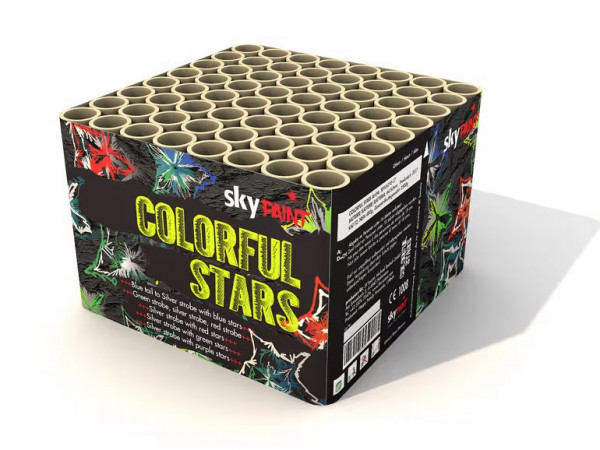 Batteriefeuerwerk Colorful Stars (SP10-010-17) von FireEvent mit 64-Schuss, 35 Sekunden Laufzeit und 499,2 Gramm NEM der Kategorie F2 online kaufen und bestellen im Feuerwerk-Shop Funkelfun. Günstiger Feuerwerkshop für Silvester. Hier Angebot sichern!