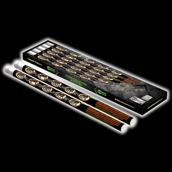 Bombenrohr Taifun Wirbelkometen (5er Pack) (27110) von Blackboxx mit 40-Schuss, 20 Sekunden Laufzeit und 88 Gramm NEM der Kategorie F2 online kaufen und bestellen im Feuerwerk-Shop Funkelfun. Günstiger Feuerwerkshop für Silvester. Hier Angebot sichern!