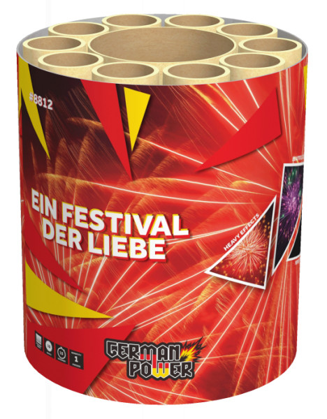 Batteriefeuerwerk Ein Festival der Liebe (8812) von WTF! mit 10-Schuss, 15 Sekunden Laufzeit und 89 Gramm NEM der Kategorie F2 online kaufen und bestellen im Feuerwerk-Shop Funkelfun. Günstiger Feuerwerkshop für Silvester. Hier Angebot sichern!