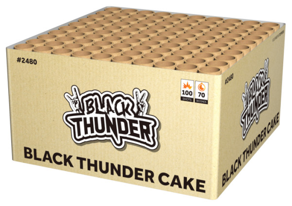 Batteriefeuerwerk Black Thunder Cake (2480) von WTF! mit 100-Schuss, 70 Sekunden Laufzeit und 500 Gramm NEM der Kategorie F2 online kaufen und bestellen im Feuerwerk-Shop Funkelfun. Günstiger Feuerwerkshop für Silvester. Hier Angebot sichern!