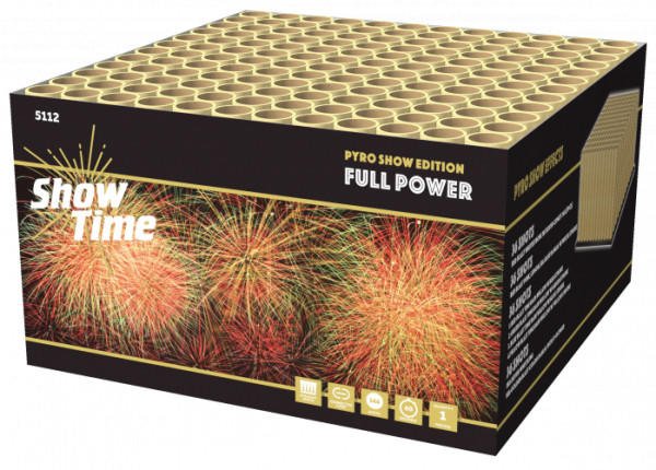 Verbundfeuerwerk Full Power (5112) von WTF! mit 144-Schuss, 60 Sekunden Laufzeit und 1988 Gramm NEM der Kategorie F2 online kaufen und bestellen im Feuerwerk-Shop Funkelfun. Günstiger Feuerwerkshop für Silvester. Hier Angebot sichern!