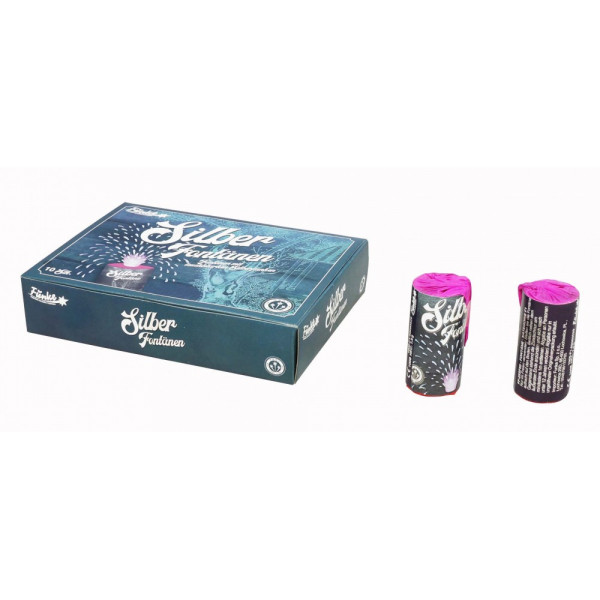Fontäne|Jugenfeuerwerk Silberfontänen (FF-25SF55) von Funke mit 10-Schuss, 12 Sekunden Laufzeit und 80 Gramm NEM der Kategorie F1 online kaufen und bestellen im Feuerwerk-Shop Funkelfun. Günstiger Feuerwerkshop für Silvester. Hier Angebot sichern!