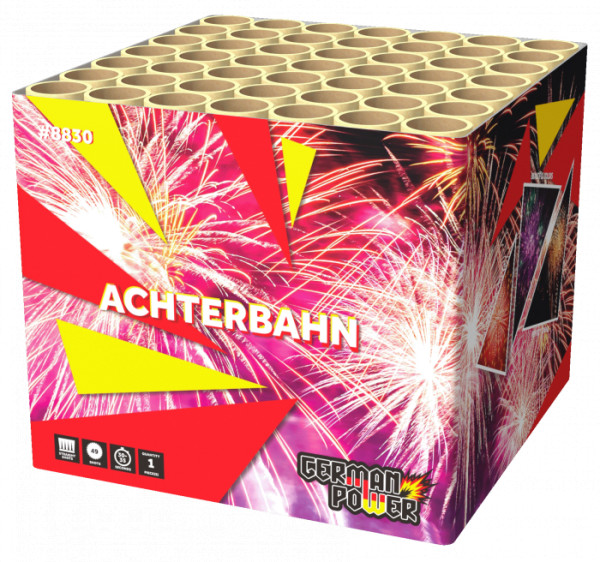 Batteriefeuerwerk Achterbahn (8830) von WTF! mit 49-Schuss, 35 Sekunden Laufzeit und 490 Gramm NEM der Kategorie F2 online kaufen und bestellen im Feuerwerk-Shop Funkelfun. Günstiger Feuerwerkshop für Silvester. Hier Angebot sichern!