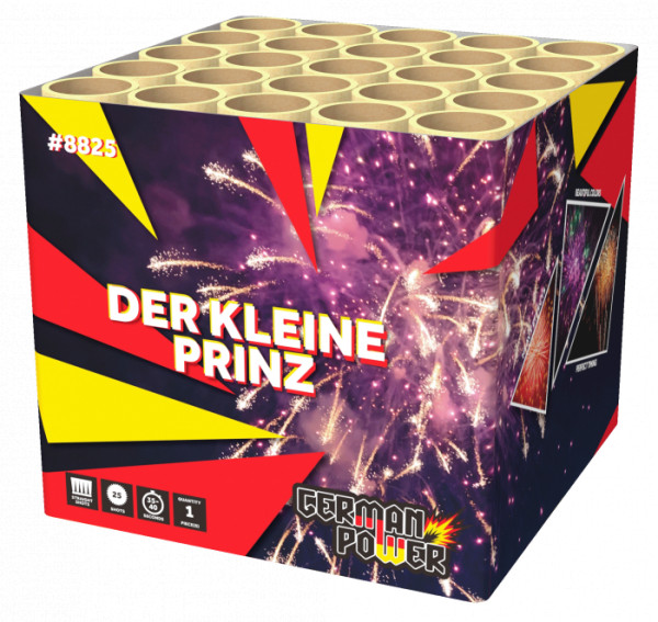 Batteriefeuerwerk Der Kleine Prinz (8825) von WTF! mit 25-Schuss, 40 Sekunden Laufzeit und 414 Gramm NEM der Kategorie F2 online kaufen und bestellen im Feuerwerk-Shop Funkelfun. Günstiger Feuerwerkshop für Silvester. Hier Angebot sichern!