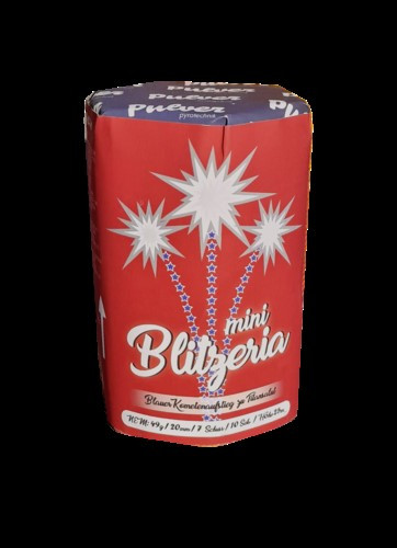 Batteriefeuerwerk Mini Blitzeria (PP-BI-20-07-01) von Pulver mit 7-Schuss, 10 Sekunden Laufzeit und 49 Gramm NEM der Kategorie F2 online kaufen und bestellen im Feuerwerk-Shop Funkelfun. Günstiger Feuerwerkshop für Silvester. Hier Angebot sichern!
