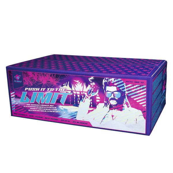 Verbundfeuerwerk Push it to the Limit (AC25-100-13) von Funke mit 100-Schuss, 30 Sekunden Laufzeit und 1420 Gramm NEM der Kategorie F2 online kaufen und bestellen im Feuerwerk-Shop Funkelfun. Günstiger Feuerwerkshop für Silvester. Hier Angebot sichern!