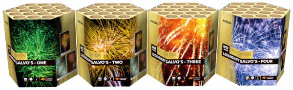 Batteriefeuerwerk-Spar-Paket Legendary Salvos (4535) von WTF! mit 76-Schuss, Sekunden Laufzeit und 1140 Gramm NEM der Kategorie F2 online kaufen und bestellen im Feuerwerk-Shop Funkelfun. Günstiger Feuerwerkshop für Silvester. Hier Angebot sichern!