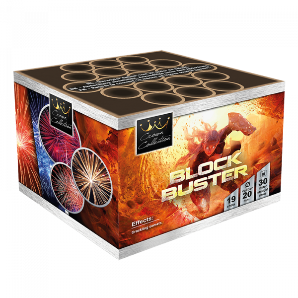 Batteriefeuerwerk Block Buster (0536) von Broekhoff mit 19-Schuss, 15 Sekunden Laufzeit und 99 Gramm NEM der Kategorie F2 online kaufen und bestellen im Feuerwerk-Shop Funkelfun. Günstiger Feuerwerkshop für Silvester. Hier Angebot sichern!
