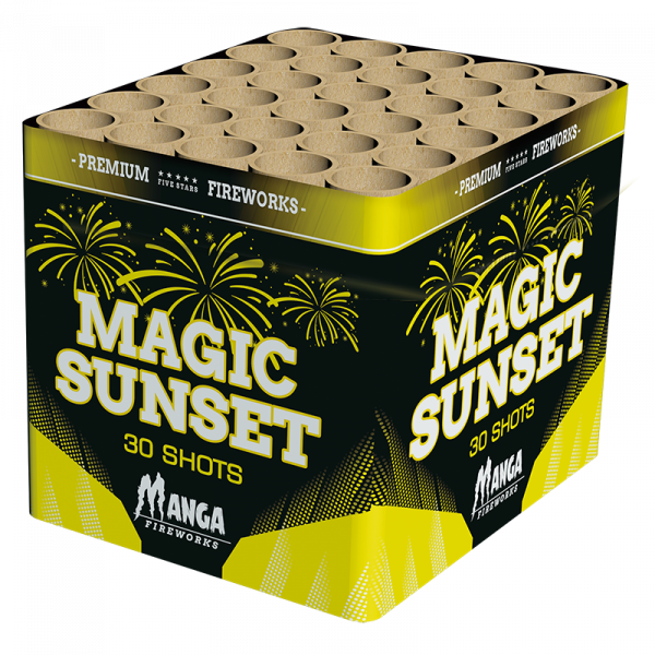 Batteriefeuerwerk Magic Sunset (5212) von Broekhoff mit 30-Schuss, 32 Sekunden Laufzeit und 387 Gramm NEM der Kategorie F2 online kaufen und bestellen im Feuerwerk-Shop Funkelfun. Günstiger Feuerwerkshop für Silvester. Hier Angebot sichern!