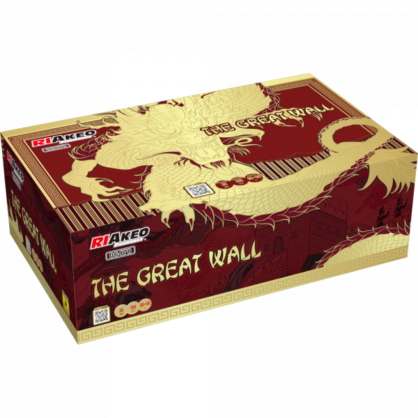 Verbundfeuerwerk The Great Wall (6478) von Riakeo Fireworks mit 180-Schuss, 95 Sekunden Laufzeit und 3569 Gramm NEM der Kategorie F2 online kaufen und bestellen im Feuerwerk-Shop Funkelfun. Günstiger Feuerwerkshop für Silvester. Hier Angebot sichern!